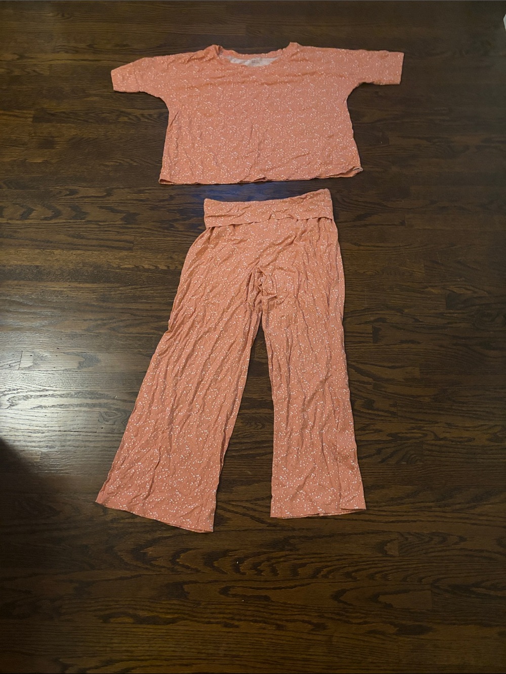Garnet Hill Coral-Pink Speckled Kids Pajama Set